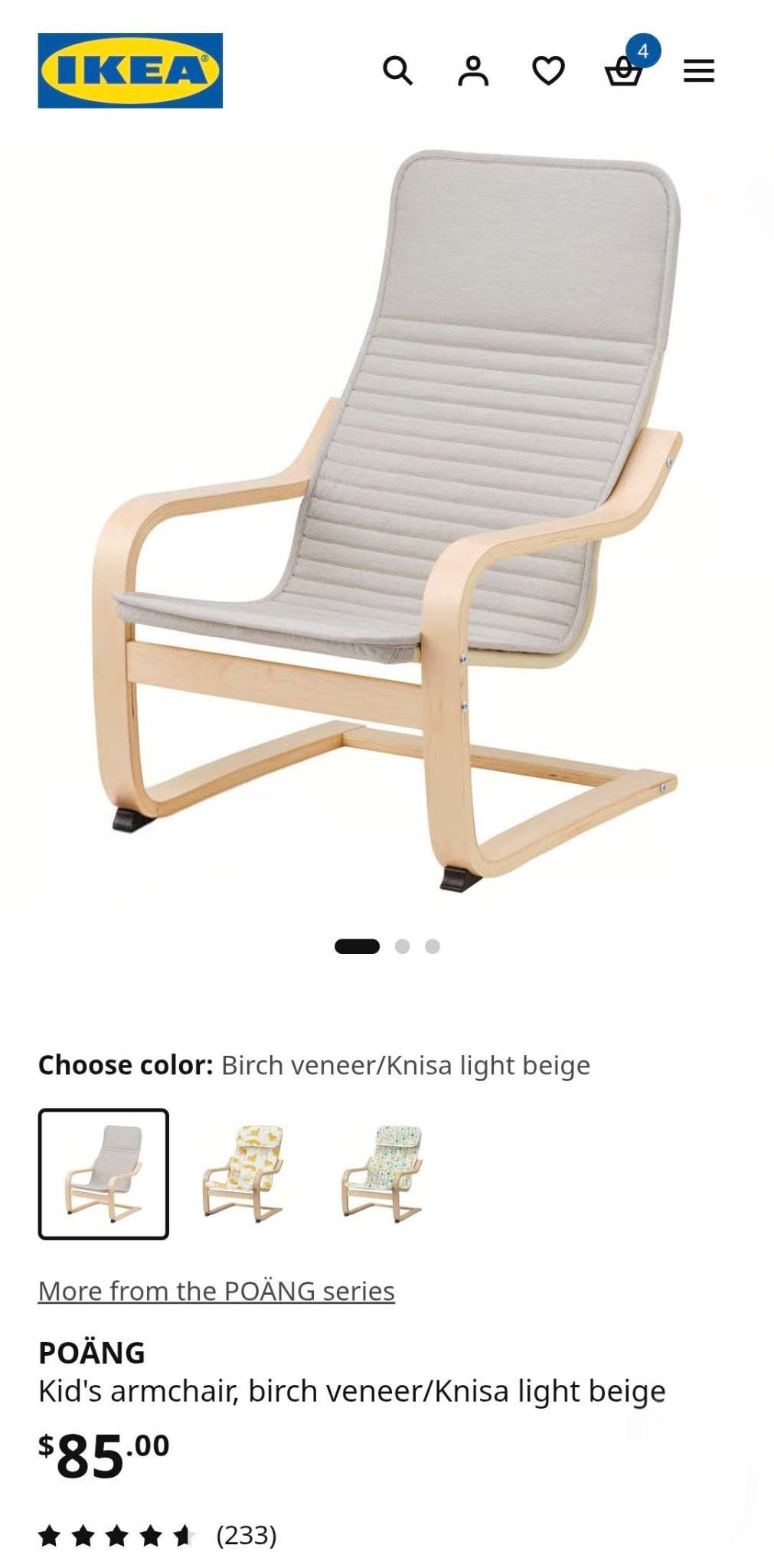 Ikea Pöang Child Size Chairs and Footstools