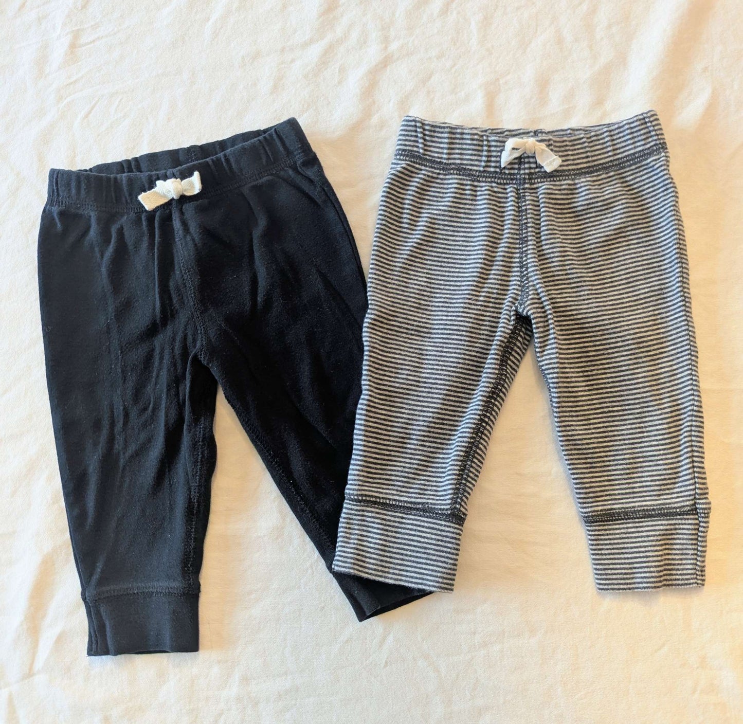 3-6 Month Carter's Solid Black & Grey Striped Pant Bundle (2 pcs), Kids 6 Month (3-6M)