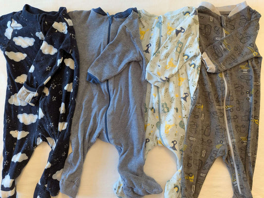 *Mostly* George - One-way Zip PJ Bundle (4 pcs), Kids 6 Month (3-6M)