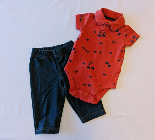 3-6 Month Construction Polo Bodysuit & Jeans Set (Simple Joys by Carter’s), Kids 6 Month (3-6M)