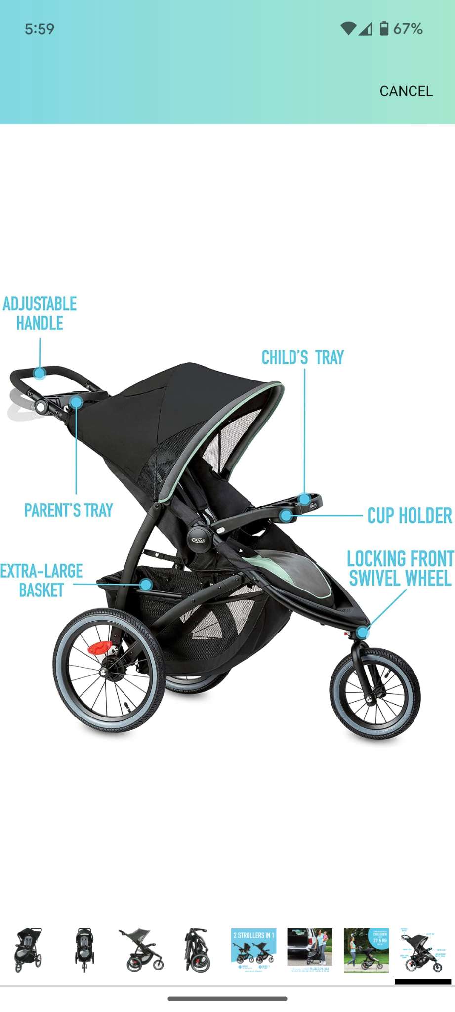 New in Box! - Graco FastAction Jogger LX Stroller – Drive: MSRP $449.97 CAD