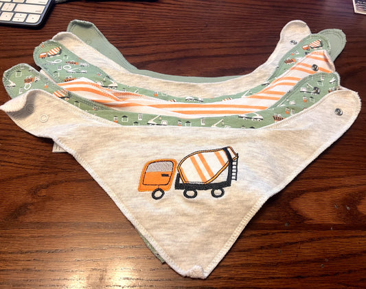 7 Construction themed Modern Baby Bibs New Never Worn