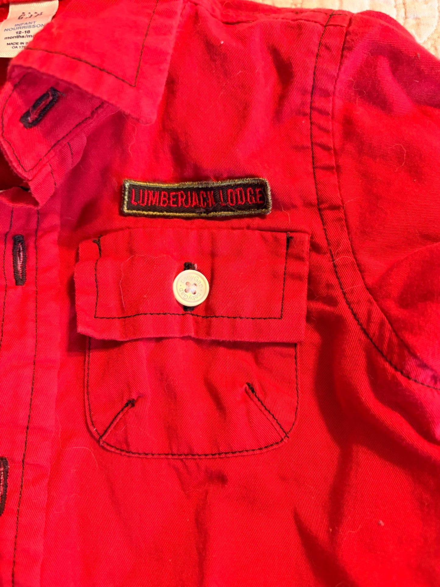 Red Baby Gap Button up Lumber Jack Shirt 12-18 months , Kids 18 Month (12-18M)