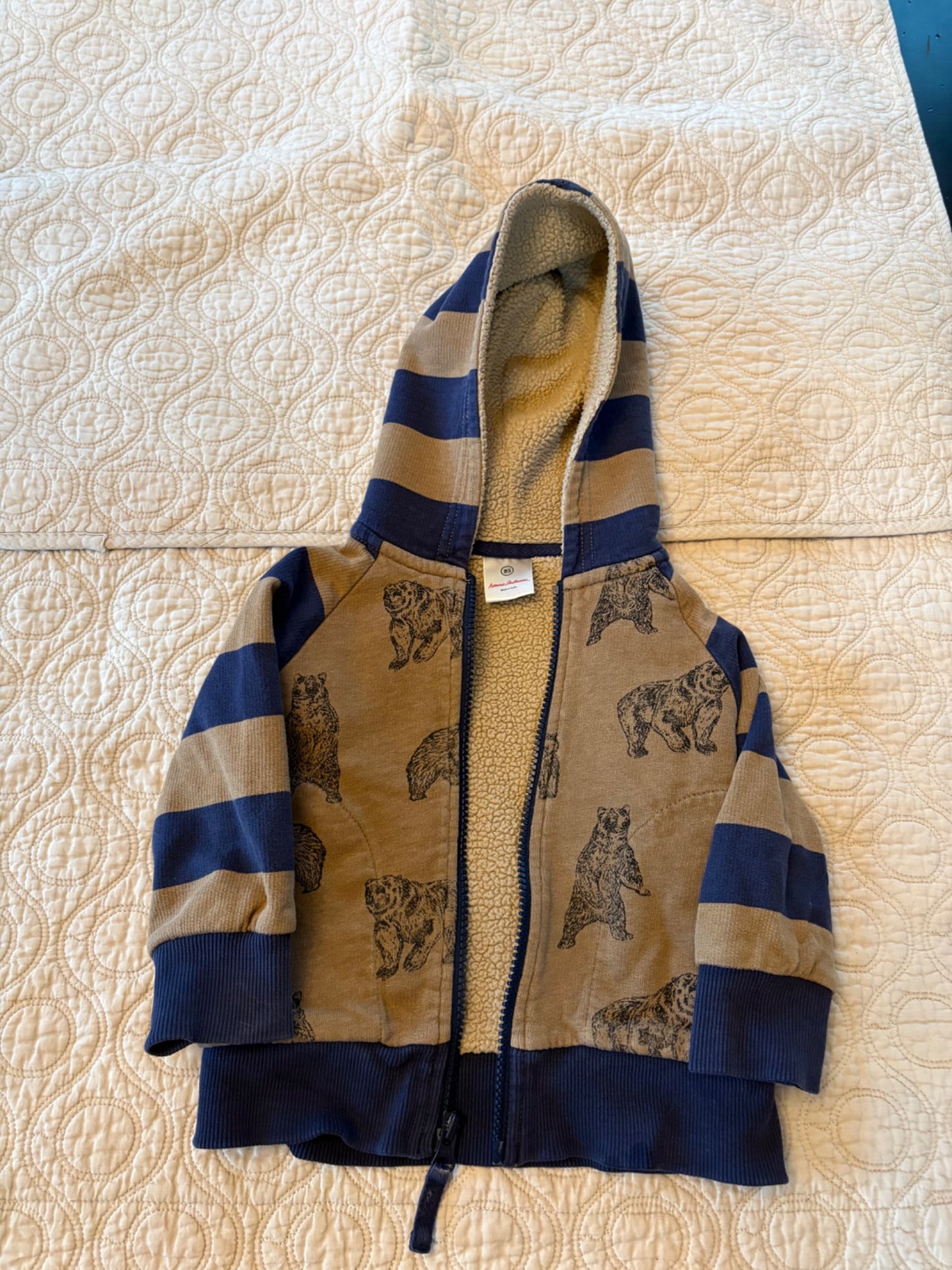 Hanna Andersson Brown Bear  Marshmallow Fleece Zip Up Hoodie