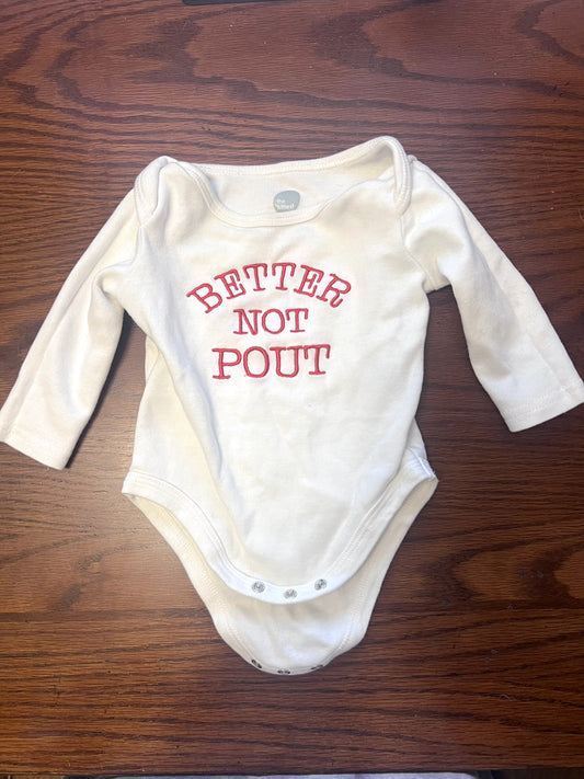 The littlest Better Not Pout Christmas Long Sleeve Body Suit , Kids 6 Month (3-6M)