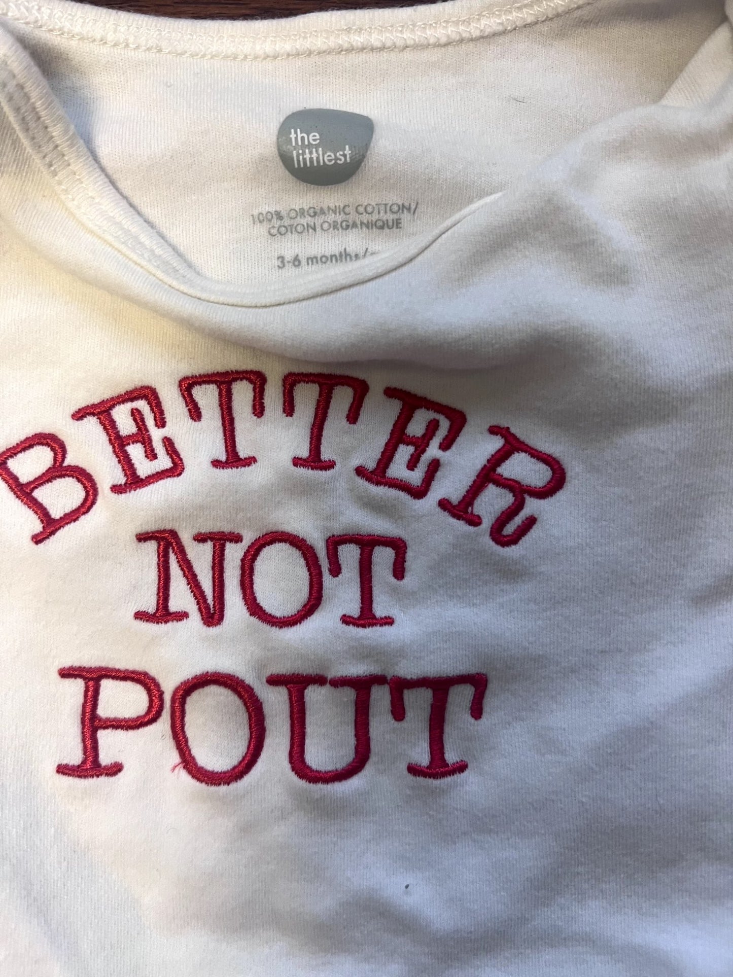 The littlest Better Not Pout Christmas Long Sleeve Body Suit , Kids 6 Month (3-6M)