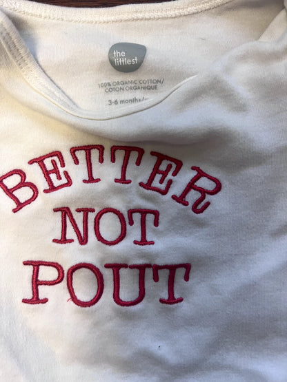 The littlest Better Not Pout Christmas Long Sleeve Body Suit , Kids 6 Month (3-6M)