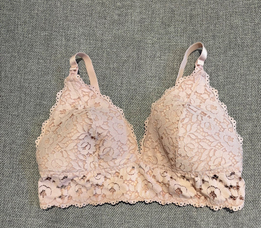 Mōmanda pink lace nursing bra