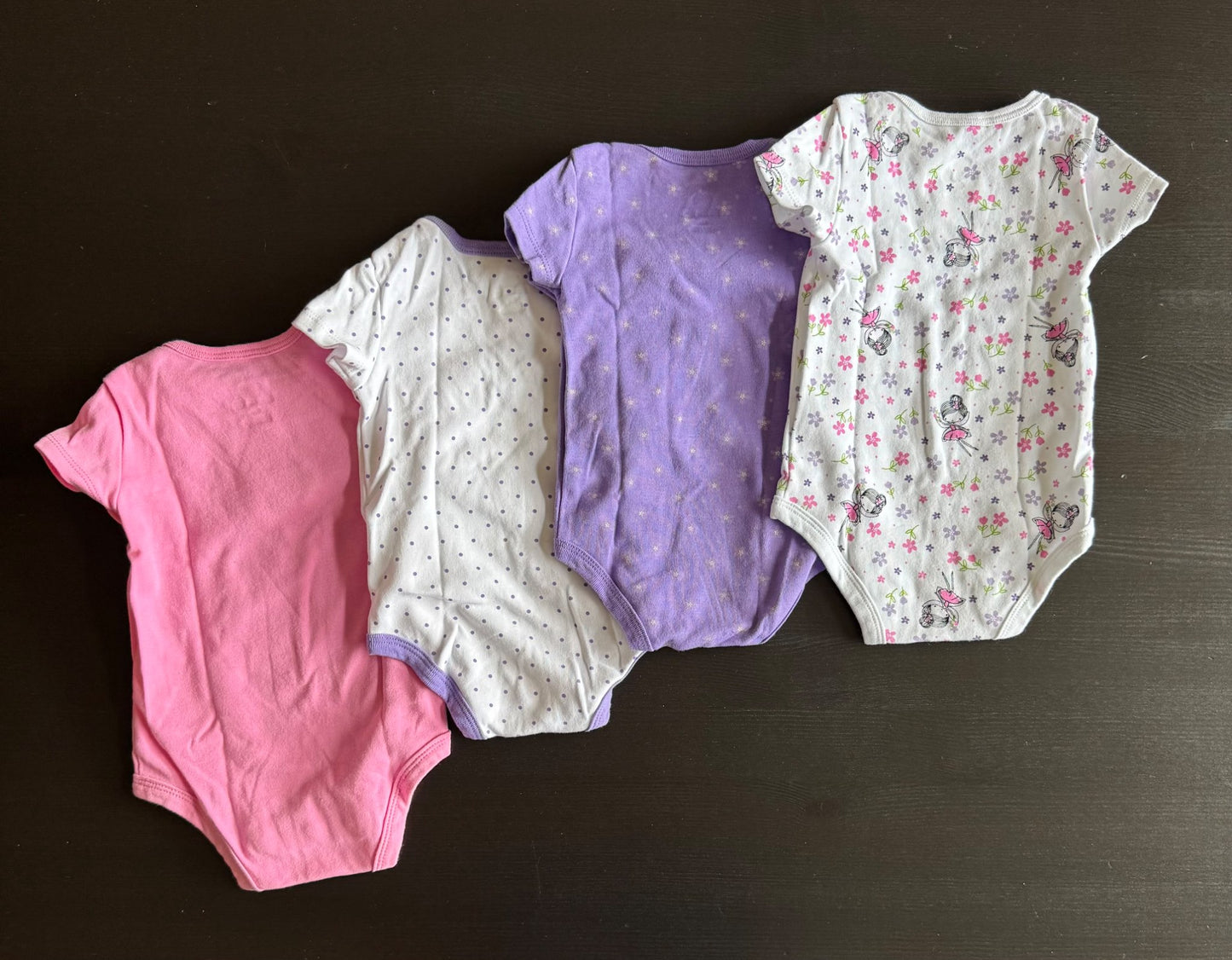 Girls short sleeved bodysuits, 4 pack, 6 mos. , Kids 6 Month (3-6M)