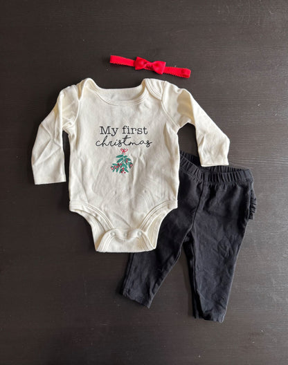 “My first Christmas” baby girl outfit, 0-3 mos, Kids 3 Month (0-3M)