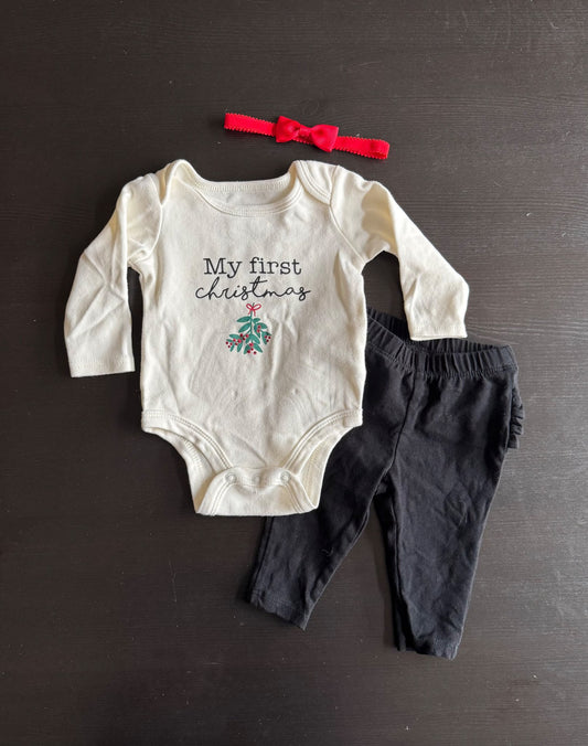 “My first Christmas” baby girl outfit, 0-3 mos, Kids 3 Month (0-3M)