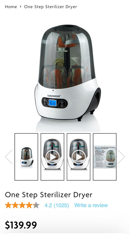 Baby Brezza one step bottle sterilizer & dryer