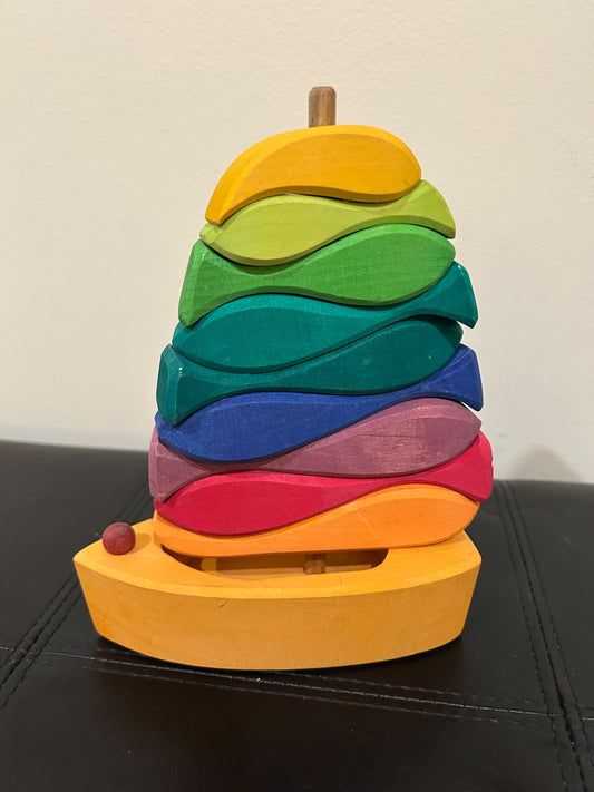 Wooden stacking boat puzzle