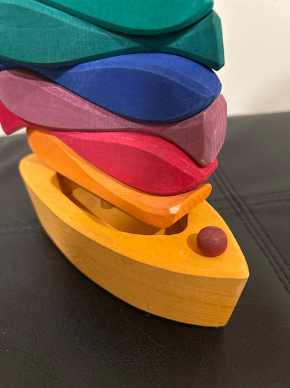 Wooden stacking boat puzzle