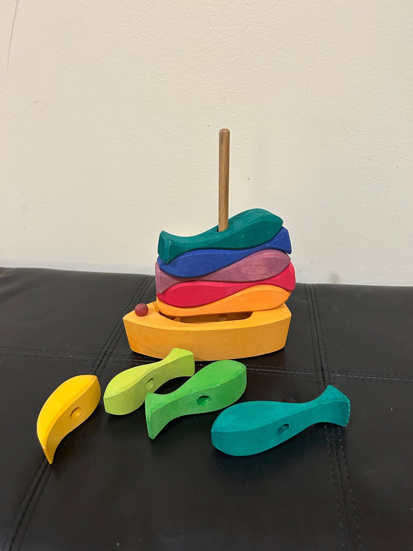 Wooden stacking boat puzzle