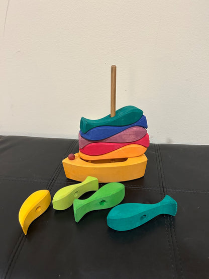 Wooden stacking boat puzzle
