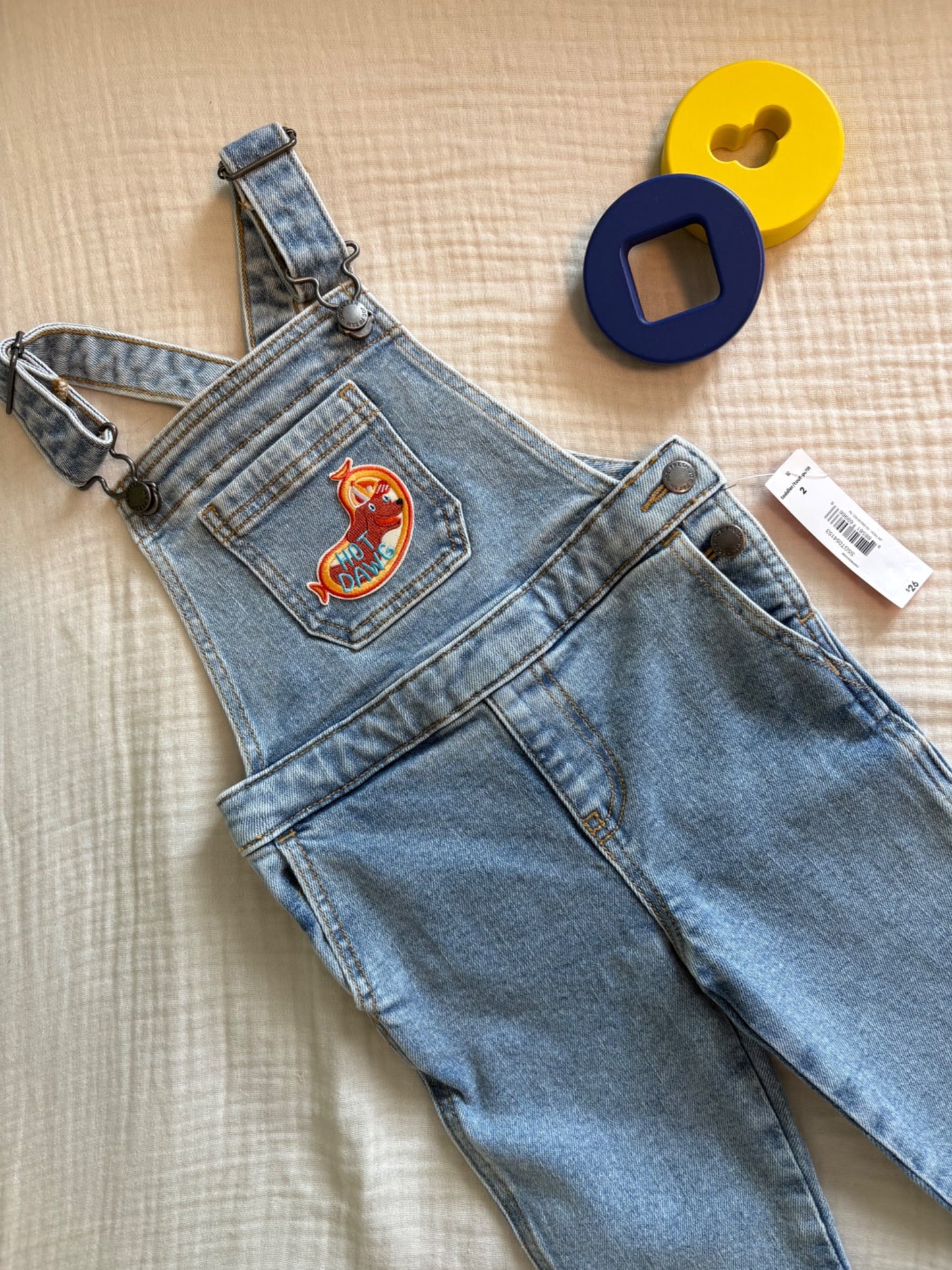 Joe Fresh "Hot Dawg" Unisex 2T Denim Overalls *BNWT* , Kids 2T