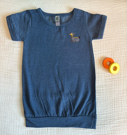4T Girls Short Sleeved Sweater Dress with Embroidered Dachshund Patch *BNWOT*, Kids 4/4T