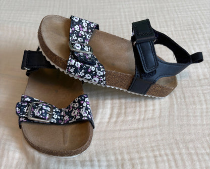 Toddler Girls Size 9 Velcro Flower Print Sandals , Shoes 9 (Toddler:2-4yr)