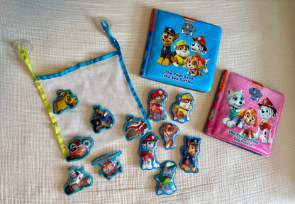 Paw Patrol Bathtime Books (x2) with Suction Cup Characters