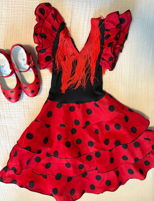 Toddler Girl Size 4 Salsa Dance Outfit/Costume with Dance Shoes , Kids 4/4T