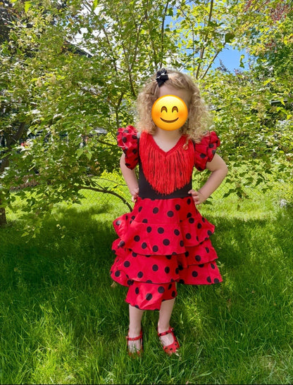 Toddler Girl Size 4 Salsa Dance Outfit/Costume with Dance Shoes (Purchased in Portugal) , Kids 4/4T
