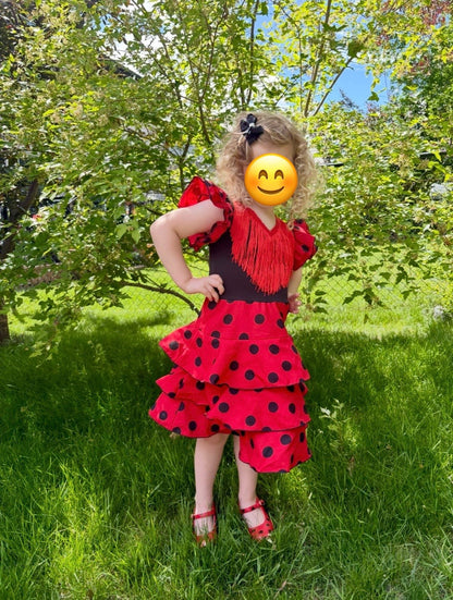 Toddler Girl Size 4 Salsa Dance Outfit/Costume with Dance Shoes (Purchased in Portugal) , Kids 4/4T