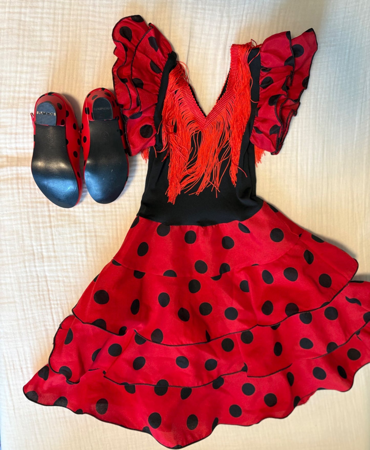 Toddler Girl Size 4 Salsa Dance Outfit/Costume with Dance Shoes , Kids 4/4T