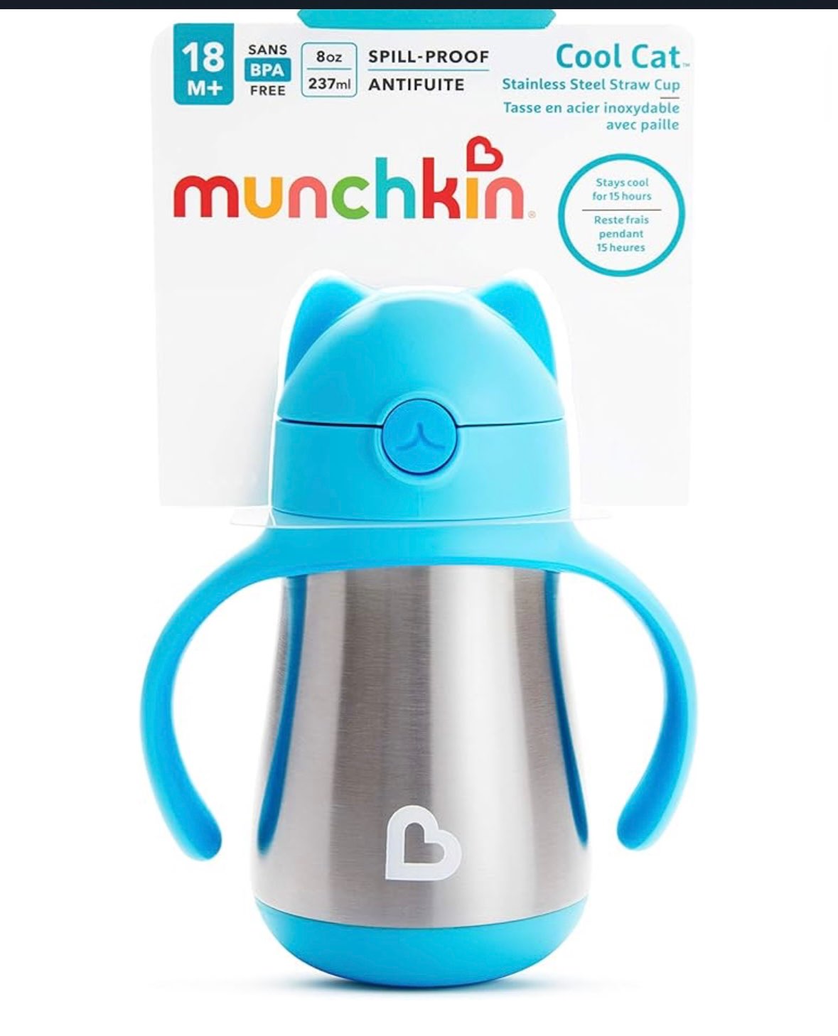 Munchkin Cool Cat 8 Ounce Stainless Steel Straw Cup (Purchase Price: $20)