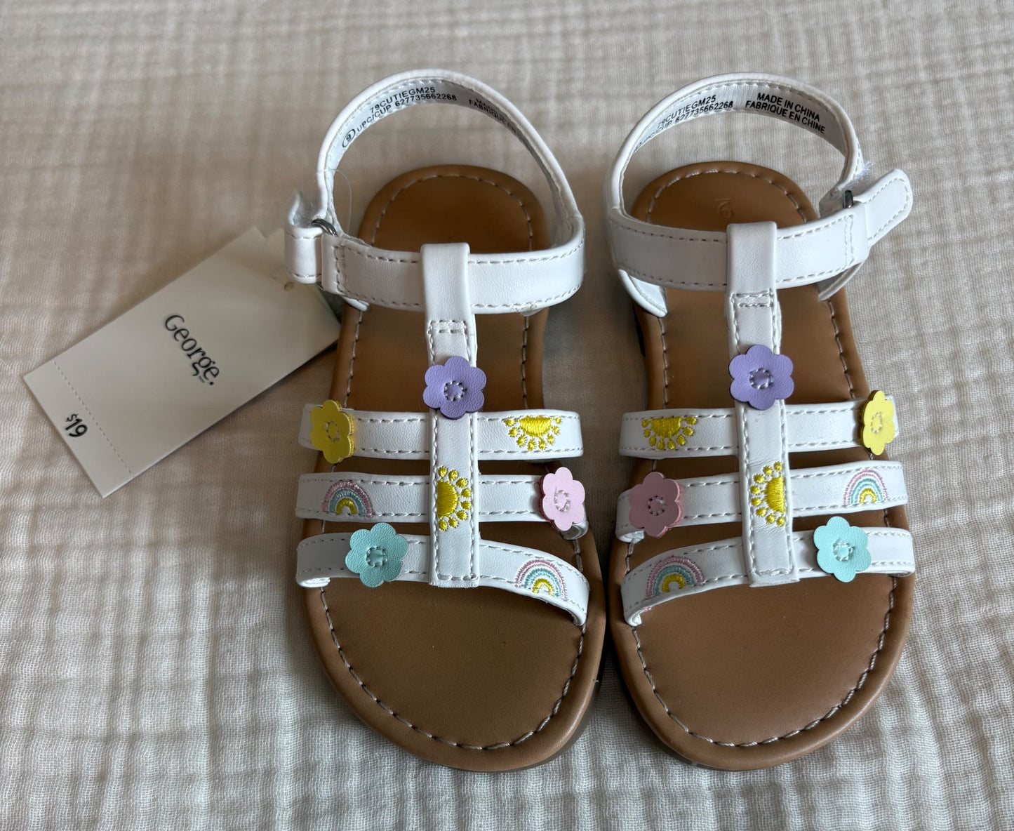 Toddler Girls Size 9 White Summer Sandals *NWT* (Purchase Price: $19) , Shoes 9 (Toddler:2-4yr)