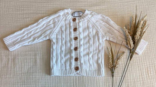 Jake and Jill (Canadian company) 6-12 Months Unisex Baby Cable Knit Button-up Sweater , Kids 9 Month (6-9M)