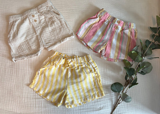 3T Toddler Girls Summer Shorts Bundle x3  (Joe Fresh, Little Planet Organic by Carter's, OshKosh B'Gosh) , Kids 3T