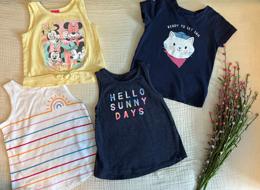 3T Toddler Girls Summer Shirt Bundle (4 Shirts) , Kids 3T