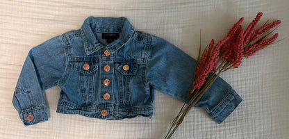 12 Months Baby Girl Jean Jacket with Anne of Green Gables Style Embroidered Patch , Kids 12 Month (9-12M)