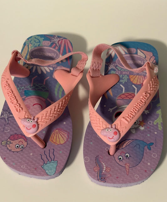 Havaianas Peppa Pig Baby/Toddler Size 7 Sandals *BNWOT* ($30 US Purchase Price) , Shoes 7 (Walkers:12-24 mth)
