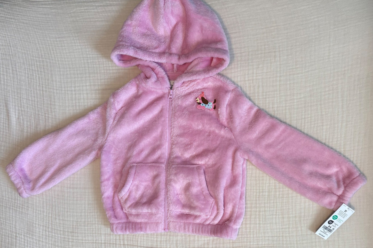 OshKosh B'Gosh 3T Toddler Girls Super Soft Fleece Style Zip-up Hoodie *BNWT* (Purchase Price: $36), Kids 3T