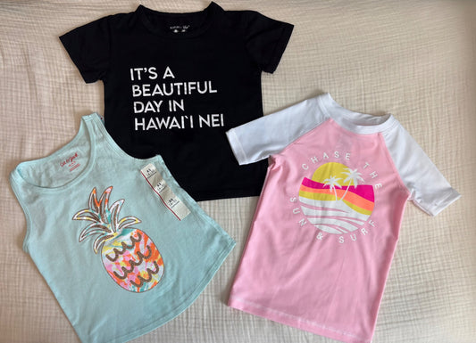 4-5T Toddler Girl Hawaiian Themed Summer Clothing Bundle , Kids 4/4T