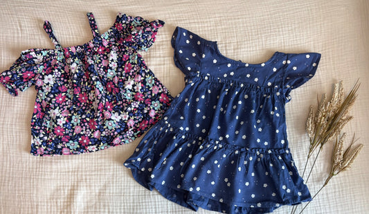 Cat & Jack and Picapino 4T Toddler Girl Summer Flower Shirts , Kids 4/4T