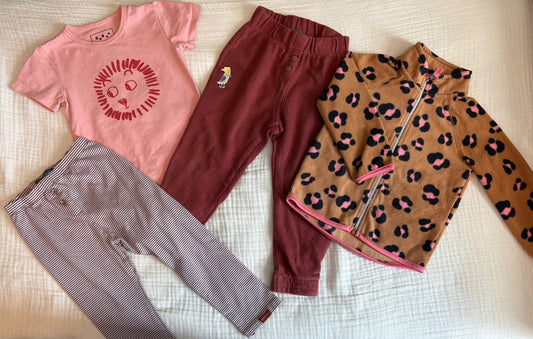 2T Toddler Girls Brown & Pink Bundle (Gagou Tagou, George, Souris Mini) , Kids 2T