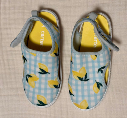 Carter’s Size 9 Toddler Girls Lemon Themed Swim/Sand Shoes , Shoes 9 (Toddler:2-4yr)