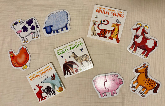 Animal Learning Library Books and Puzzle Set