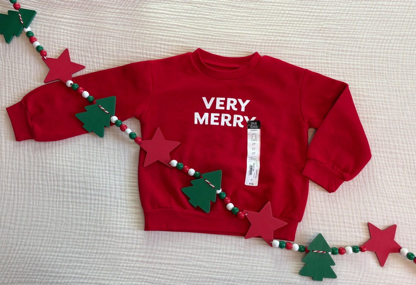 "Very Merry" 2T Toddler Unisex Okie Dokie Brand Eco-Friendly Christmas Sweatshirt *BNWT*, Kids 2T