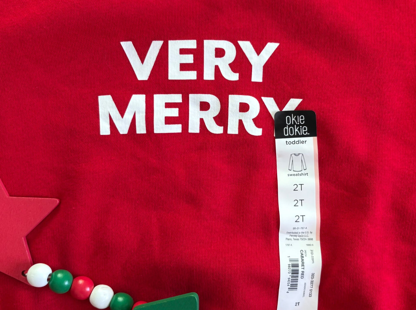 "Very Merry" 2T Toddler Unisex Okie Dokie Brand Eco-Friendly Christmas Sweatshirt *BNWT*, Kids 2T