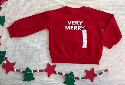 "Very Merry" 2T Toddler Unisex Okie Dokie Brand Eco-Friendly Christmas Sweatshirt *BNWT*, Kids 2T