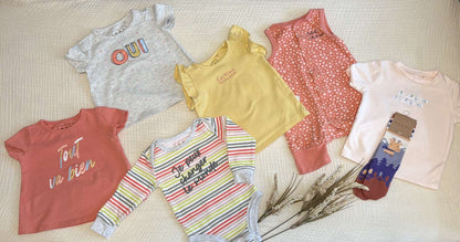 French Canadian (Souris Mini, Gagou Tagou,Trois Moutons ) Baby Girl 9 Months Clothing Bundle , Kids 9 Month (6-9M)