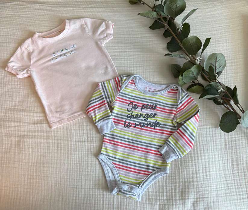 French Canadian (Souris Mini, Gagou Tagou,Trois Moutons ) Baby Girl 9 Months Clothing Bundle , Kids 9 Month (6-9M)