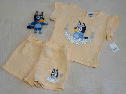 Bluey Toddler Girl 4T Linen Style Summer Two Piece Outfit *BRAND NEW W/ TAG*, Kids 4/4T