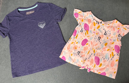 Toddler Girls 4/5 Eddie Bauer T-Shirt & Oshkosh B'Gosh Front Tie Linen Shirt , Kids 5/5T