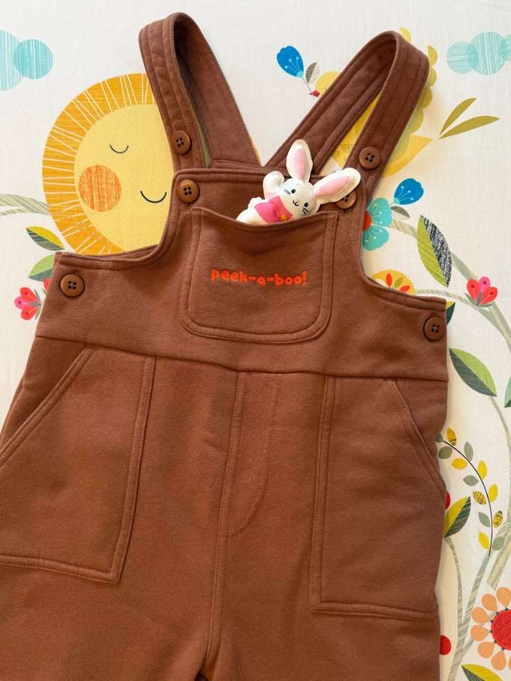 Ms Rachel "Peek-a-boo" Size 4/5T Unisex Brown Overalls (Limited Edition Launch) , Kids 4/4T