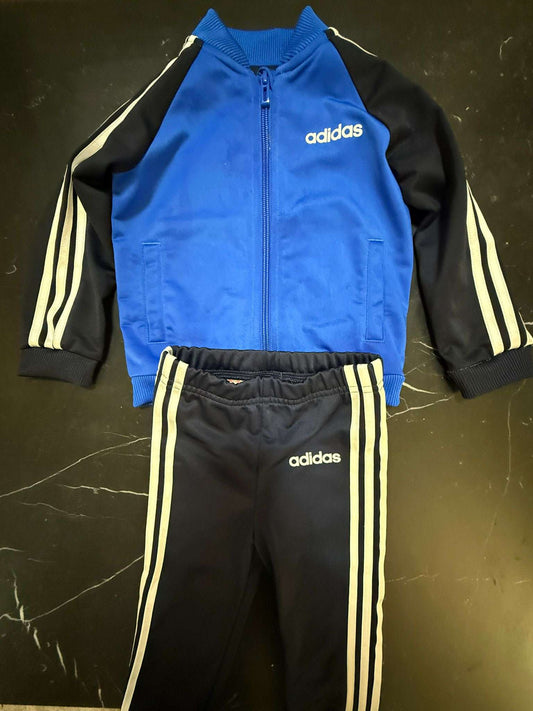 Adidas Infant 3-Stripes Poly Tracksuit Blue/Legend Ink - RETAIL: 55$, Kids 18 Month (12-18M)